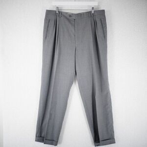 Acquaviva Tabaldo Togna Super 100's Wool Pleated Cuffed Gray Dress Pants 37/30